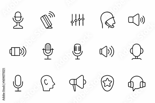 A smooth single-line collection representing spoken communication across different mediums. Ideal for communication courses, interview thumbnails, and vocal branding