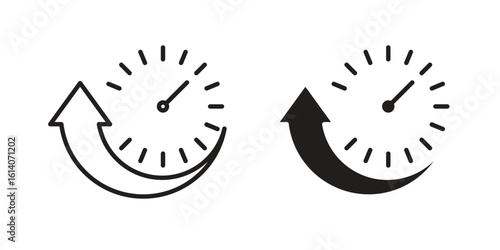 Uptime and downtime icon in a black stroke vector design and flat solid version on white background