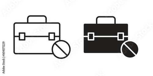 Unemployment icon in a black stroke vector design and flat solid version on white background