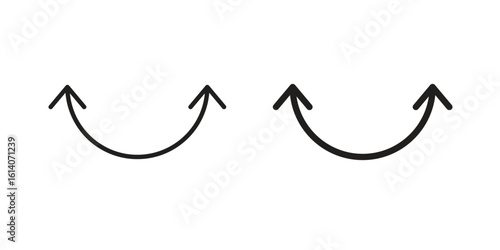 Two side icon in a black stroke vector design and flat solid version on white background
