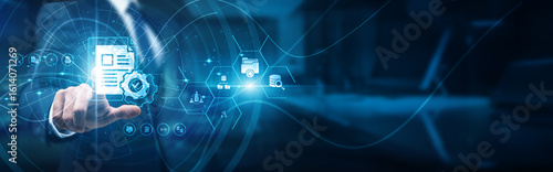 Records officer hand touch portal document management system, organizing archiving retrieval indexing access control digital workflow security compliance automation collaboration tracking.