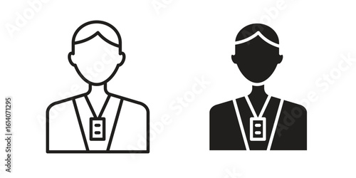 Tourist Guide icon in a black stroke vector design and flat solid version on white background