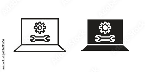Software Engineering icon in a black stroke vector design and flat solid version on white background