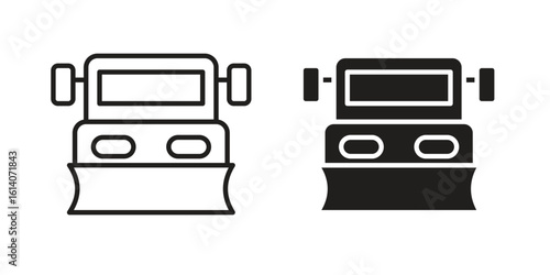 Snowplow icon in a black stroke vector design and flat solid version on white background