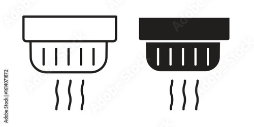 Smoke detector icon in a black stroke vector design and flat solid version on white background