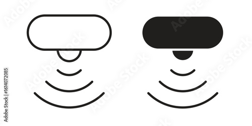 Sensor icon in a black stroke vector design and flat solid version on white background