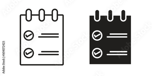 Reservation icon in a black stroke vector design and flat solid version on white background