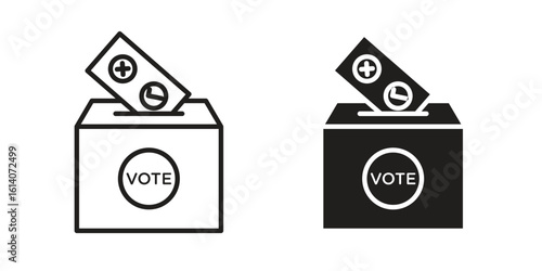 Referendum icon in a black stroke vector design and flat solid version on white background