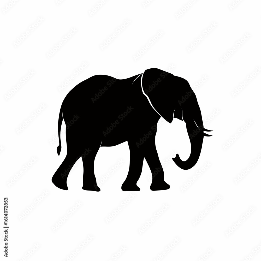 Fototapeta premium Majestic Elephant Silhouette Elegant African Animal Vector Graphic