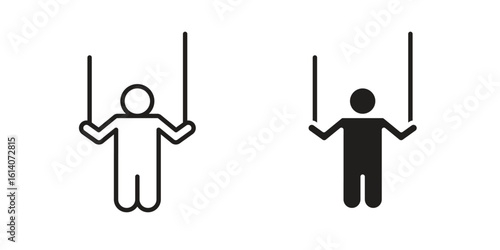 Puppet icon in a black stroke vector design and flat solid version on white background