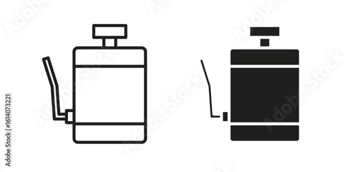 Pesticide icon in a black stroke vector design and flat solid version on white background