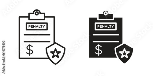 Penalty icon in a black stroke vector design and flat solid version on white background