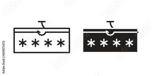 Password phishing icon in a black stroke vector design and flat solid version on white background