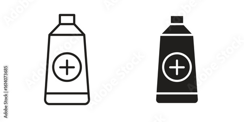 Ointment icon in a black stroke vector design and flat solid version on white background