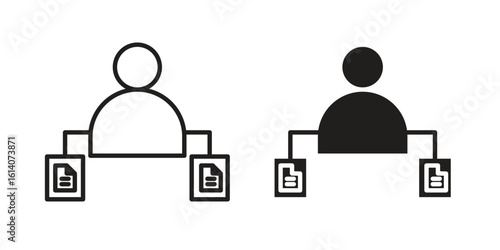 Multitask icon in a black stroke vector design and flat solid version on white background
