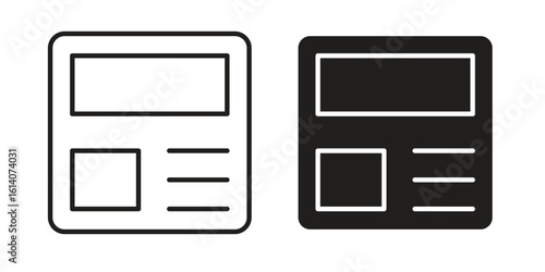 Mood board icon in a black stroke vector design and flat solid version on white background