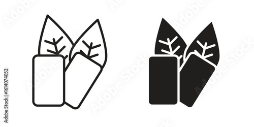 Mint gum icon in a black stroke vector design and flat solid version on white background