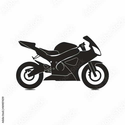 Dynamic Monochrome Icon of a Modern Sport Motorcycle, Symbolizing Speed, Power, and the Thrill of the Open Road - Perfect for Graphic Design Projects and Automotive Themes