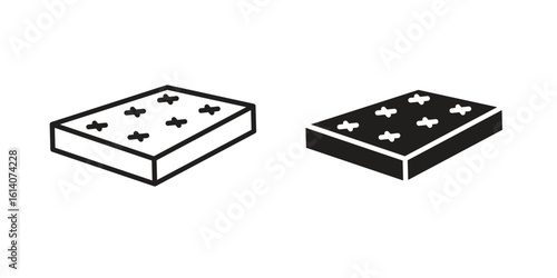 Mattress icon in a black stroke vector design and flat solid version on white background