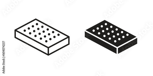 Mattress icon in a black stroke vector design and flat solid version on white background
