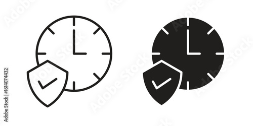 Long term icon in a black stroke vector design and flat solid version on white background