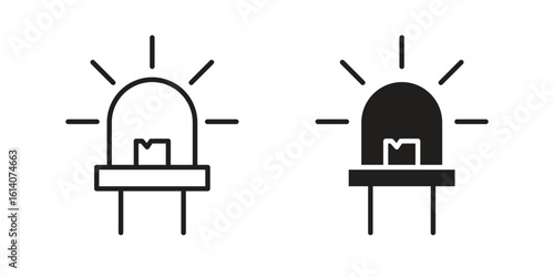 LED icon in a black stroke vector design and flat solid version on white background
