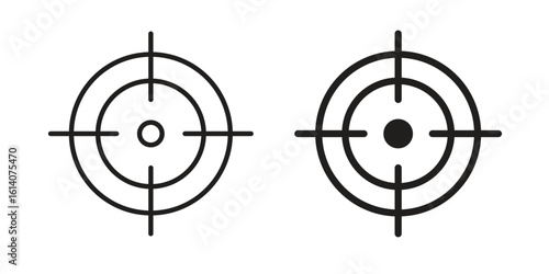 Gun target icon in a black stroke vector design and flat solid version on white background