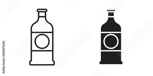 Gin icon in a black stroke vector design and flat solid version on white background
