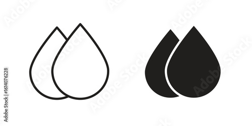 Drop icon in a black stroke vector design and flat solid version on white background