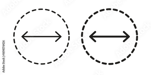 Diameter icon in a black stroke vector design and flat solid version on white background