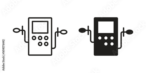 Dialysis icon in a black stroke vector design and flat solid version on white background