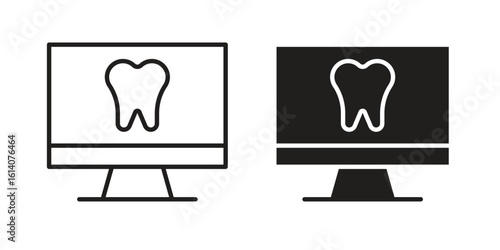 Dental X ray icon in a black stroke vector design and flat solid version on white background