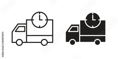 Delivery delay icon in a black stroke vector design and flat solid version on white background