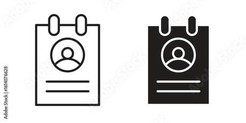 Curriculum icon in a black stroke vector design and flat solid version on white background