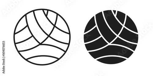 Crochet icon in a black stroke vector design and flat solid version on white background