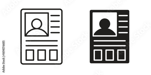 Criminal record icon in a black stroke vector design and flat solid version on white background