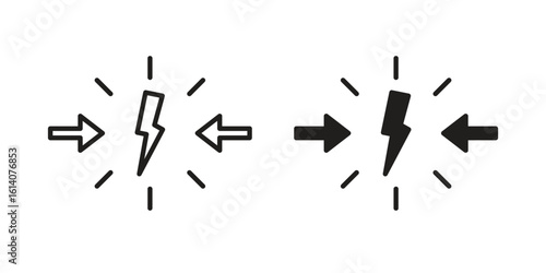 Conflict icon in a black stroke vector design and flat solid version on white background