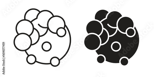 Cancer icon in a black stroke vector design and flat solid version on white background