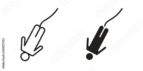 Bungee jumping icon in a black stroke vector design and flat solid version on white background