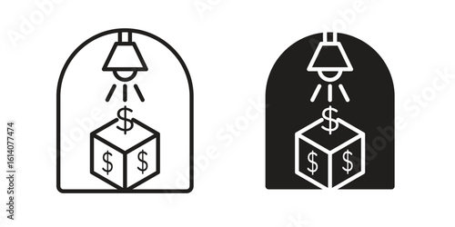 Business incubator icon in a black stroke vector design and flat solid version on white background