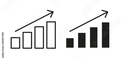 Bull market icon in a black stroke vector design and flat solid version on white background