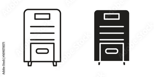 Air purifier icon in a black stroke vector design and flat solid version on white background