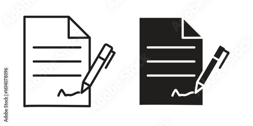 Agreement icon in a black stroke vector design and flat solid version on white background