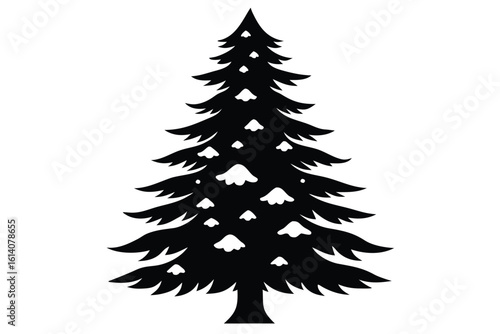 pine tree  snow covered  vector icon silhouette