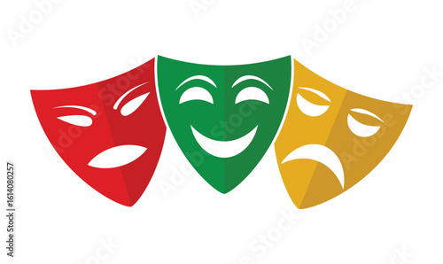 Comedy and Tragedy Theater Masks Vector – Colorful Drama Emotion Icons