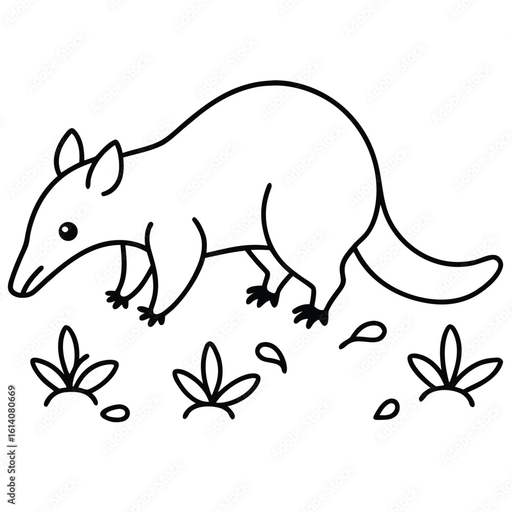 Obraz premium Shy anteater sniffing ground with tongue out