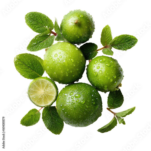 Wallpaper Mural Fresh limes and mint leaves, close-up Torontodigital.ca