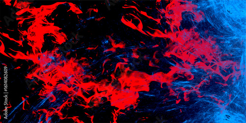Grungy red and blue canvas background or texture. Crimson red blaze fire flame grungy smoke texture. Red and blue background for wallpaper, weeding card, and design. dirty rustic fire red texture.