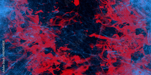 Grungy red and blue canvas background or texture. Crimson red blaze fire flame grungy smoke texture. Red and blue background for wallpaper, weeding card, and design. dirty rustic fire red texture.