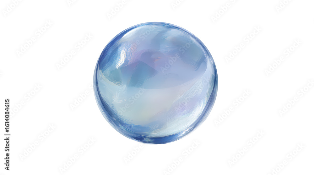 Obraz premium Watercolor a translucent blue sphere with iridescent highlights, isolated on a transparent background